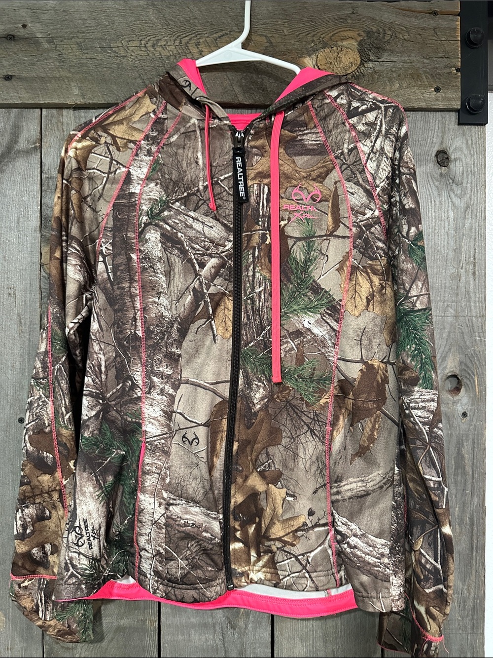 Realtree Camo Hooded Jacket with Bright Pink Trim